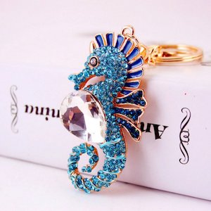 Diamante Key Ring-Seahorse