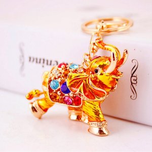 Diamante Key Ring-Gold Elephant