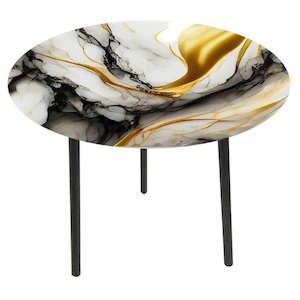 Glass Top Side Table-Marble