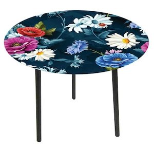 Glass Top Side Table - Flowers