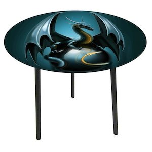 Glass Top Side Table-Mystical Dragon