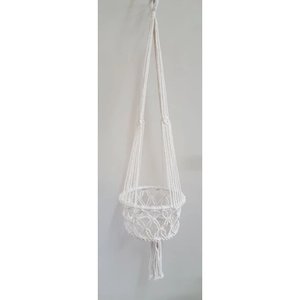 Macrame Pot Plant Hanger-Single White 28cm