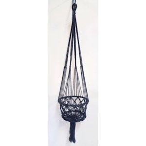 Macrame Pot Plant Hanger -Single Black 28cm