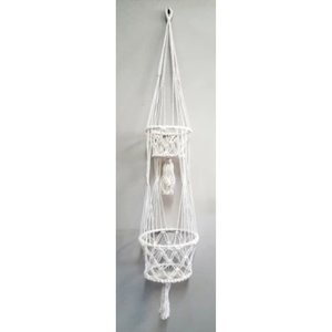 Macrame Pot Plant Hanger- Double White 22cm