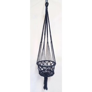 Macrame Pot Plant Hange -Single Black 22cm