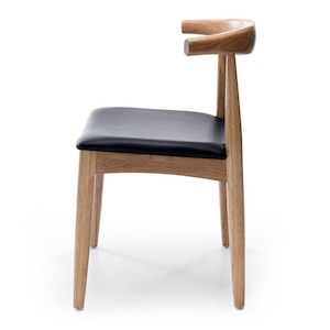 Elbow Chair Natural Oak with Black PU seat