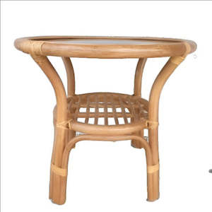 Venice Cane Table Natural Glass Top