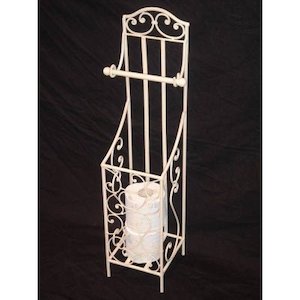 Toilet Roll Holder/Stand and Storage-White