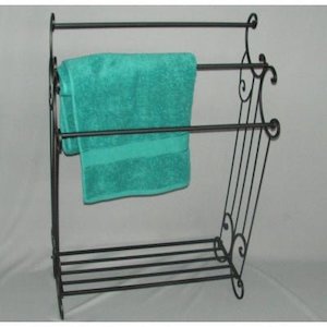 Floor Standing Iron Towel Rail (Large) - Black