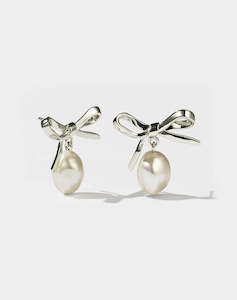 Meadowlark Bow Pearl Stud Earrings