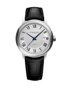 Maestro Men's Automatic Black Leather Watch