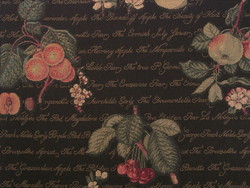 Soft furnishing wholesaling: ALL OVER FRUIT Black fabric per metre