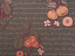 Soft furnishing wholesaling: ALL OVER FRUIT green fabric per metre