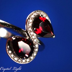 White Gold Garnet & Diamond Ring