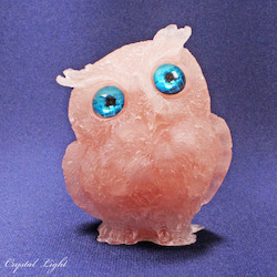 Resin Owl Small - Rose Quartz