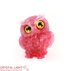 Resin Owl Small - Dyed Pink Quartz