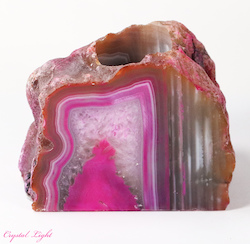 Pink Agate Candle Holder