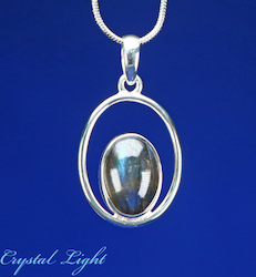 Labradorite Silver Oval Pendant