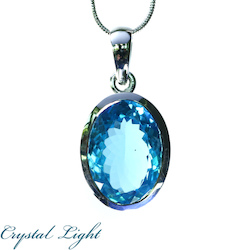 Swiss Blue Topaz Faceted Pendant