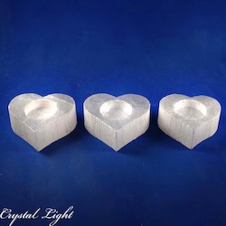 Selenite Heart Candle Holder Small