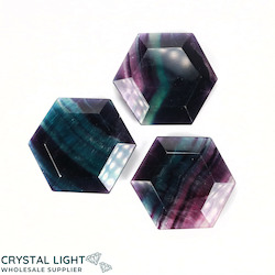 Rainbow Fluorite Faceted Hexagon