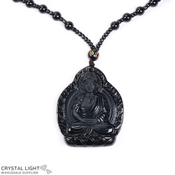 China, glassware and earthenware wholesaling: Black Obsidian Buddha Necklace