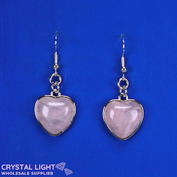 Rose Quartz Framed Heart Earrings