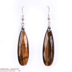 China, glassware and earthenware wholesaling: Tigers Eye Faceted Drop Earrings