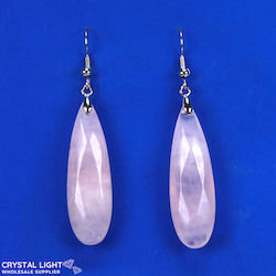 China, glassware and earthenware wholesaling: Rose Quartz Faceted Drop Earrings