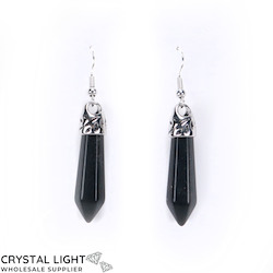 China, glassware and earthenware wholesaling: Black Obsidian Point Earrings