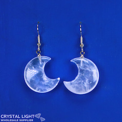 Clear Quartz Moon Earrings