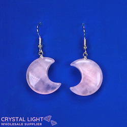 Rose Quartz Moon Earrings