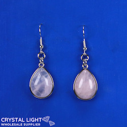 Rose Quartz Framed Teardrop Earrings