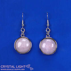 Rose Quartz Framed Round Earrings