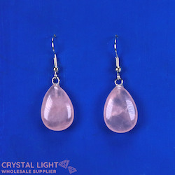 China, glassware and earthenware wholesaling: Rose Quartz Teardrop Earrings