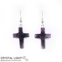 China, glassware and earthenware wholesaling: Amethyst Cross Earrings