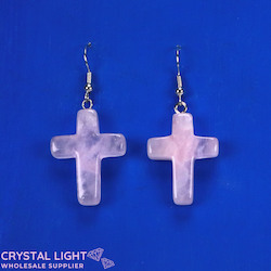 Rose Quartz Cross Earrings