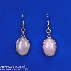 Rose Quartz Framed Oval Earrings