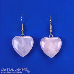 China, glassware and earthenware wholesaling: Rose Quartz Heart Earrings