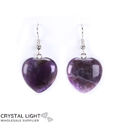 China, glassware and earthenware wholesaling: Amethyst Heart Earrings