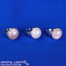 China, glassware and earthenware wholesaling: Rose Quartz Adjustable Ring - Small