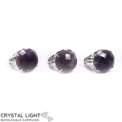 Amethyst Faceted Round Ring