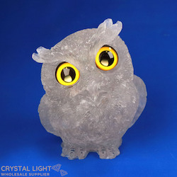 Resin Owl Large - Clear Quartz