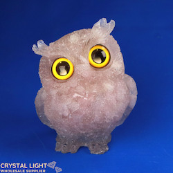 Resin Owl Large - Rose Quartz