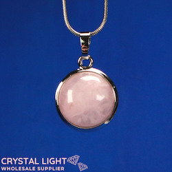 Rose Quartz Round Pendant with Frame