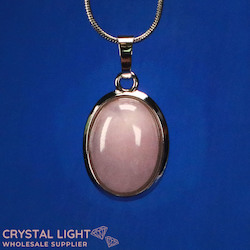 Rose Quartz Oval Pendant with Frame