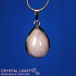 Rose Quartz Teardrop Pendant with Frame