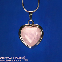 Rose Quartz Heart Pendant with Frame (Small)