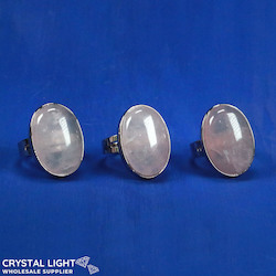 China, glassware and earthenware wholesaling: Rose Quartz Adjustable Ring - Oval