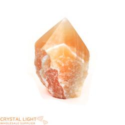 China, glassware and earthenware wholesaling: Orange Calcite Cut Base Point